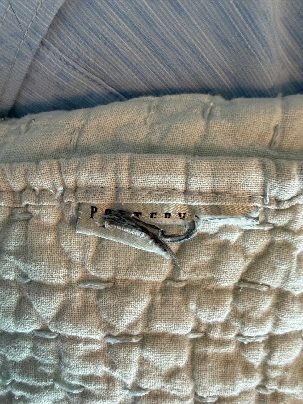Pottery barn pick-stitch textured cotton and linen quilt - 55% cotton 45% linen - Picture 6 of 6